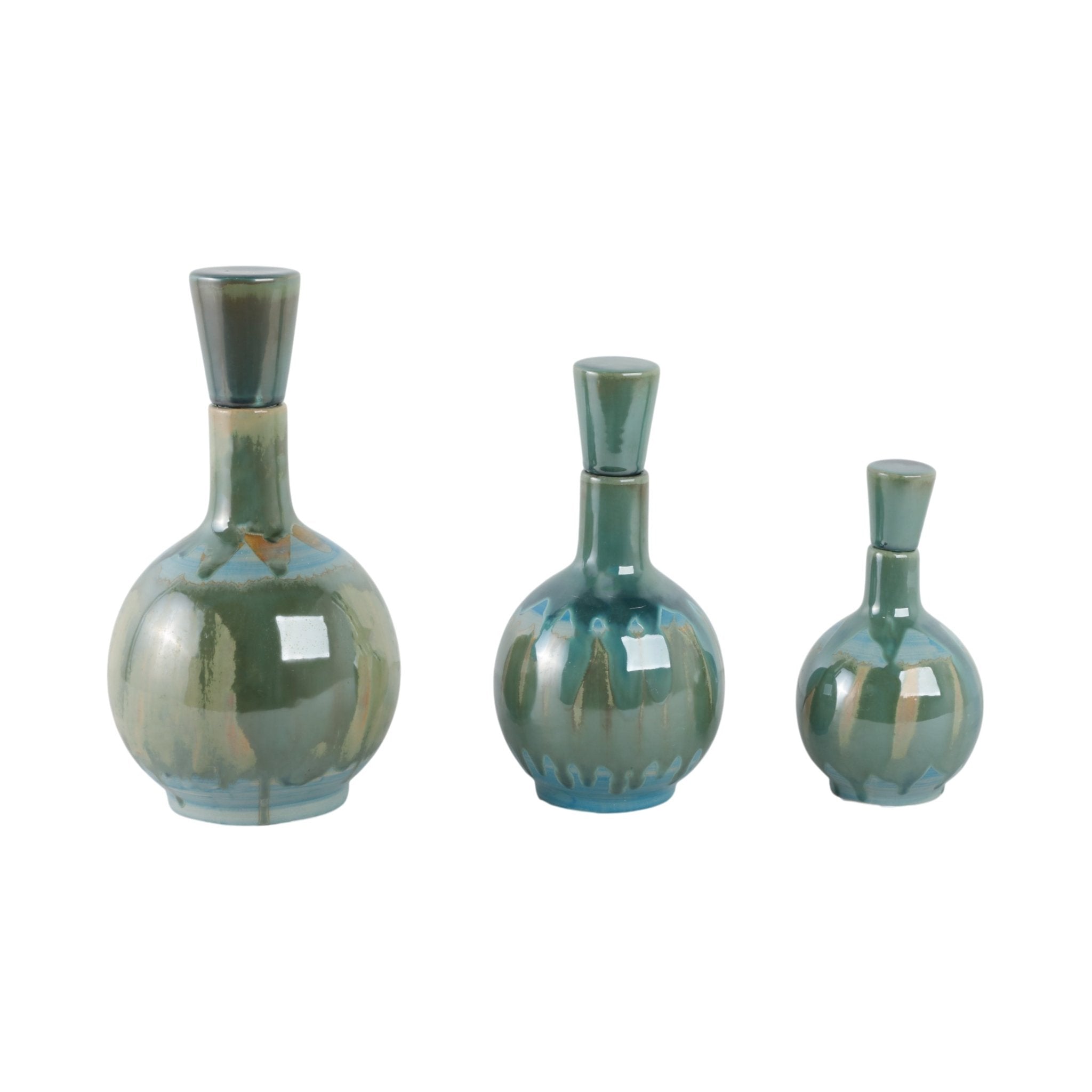 S/3 9/12/14" Keizer/Sherwood Ceramic Bottles Vases and Jars| Sagebrook Home