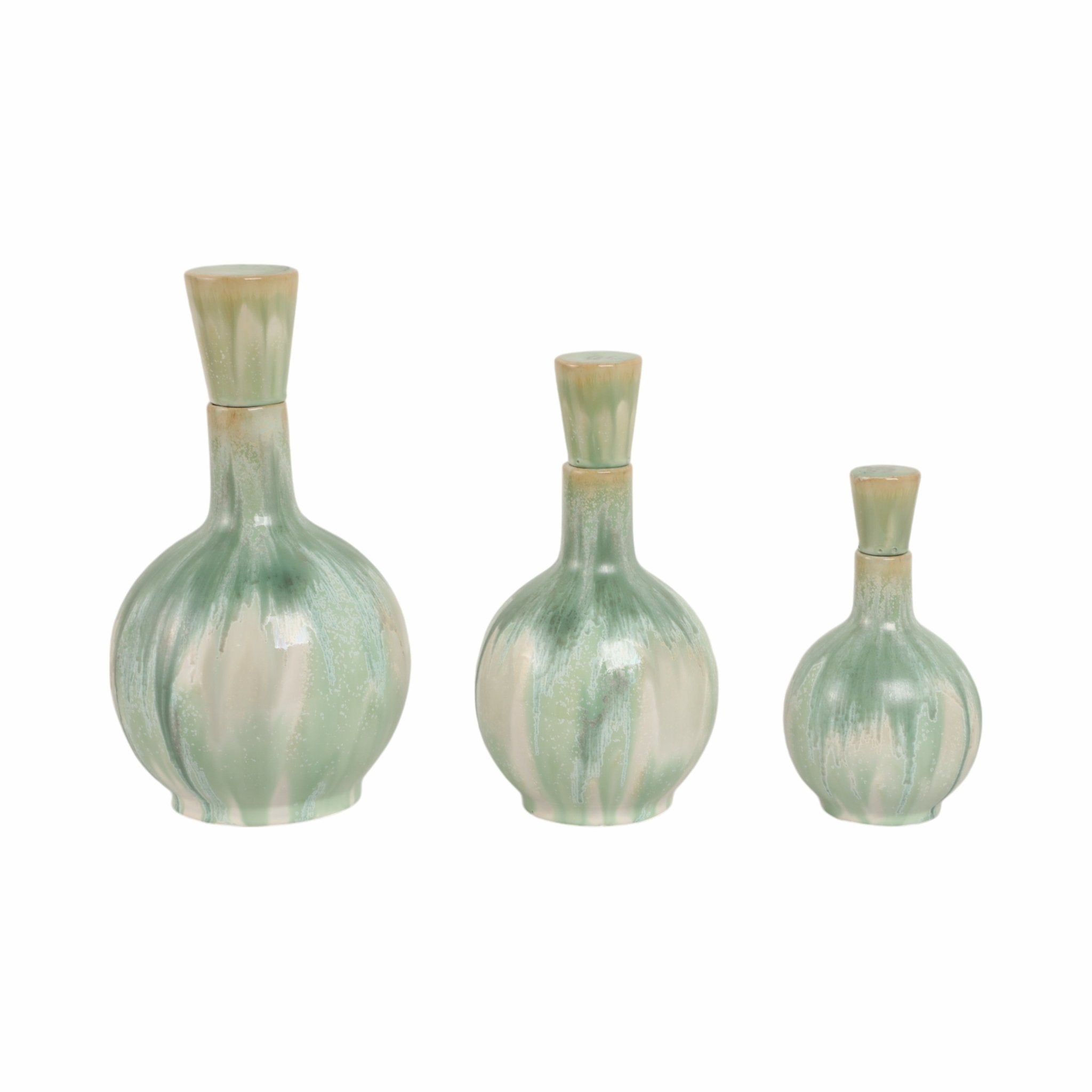 S/3 9/12/14" Keizer/Sherwood Ceramic Bottles Vases and Jars| Sagebrook Home