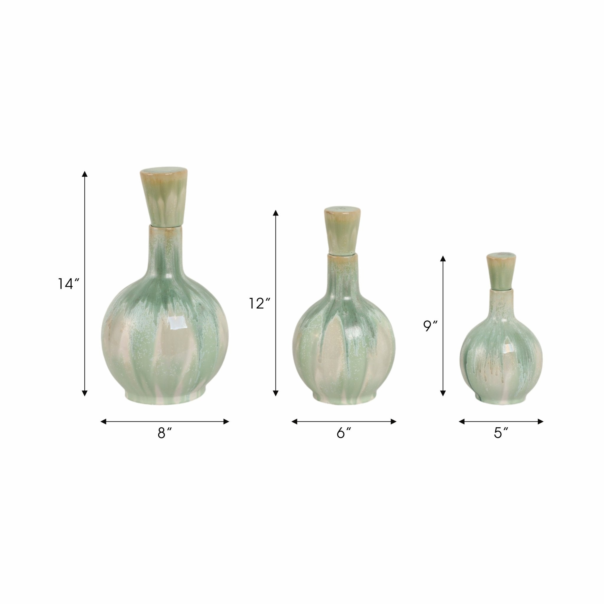 S/3 9/12/14" Keizer/Sherwood Ceramic Bottles Vases and Jars| Sagebrook Home