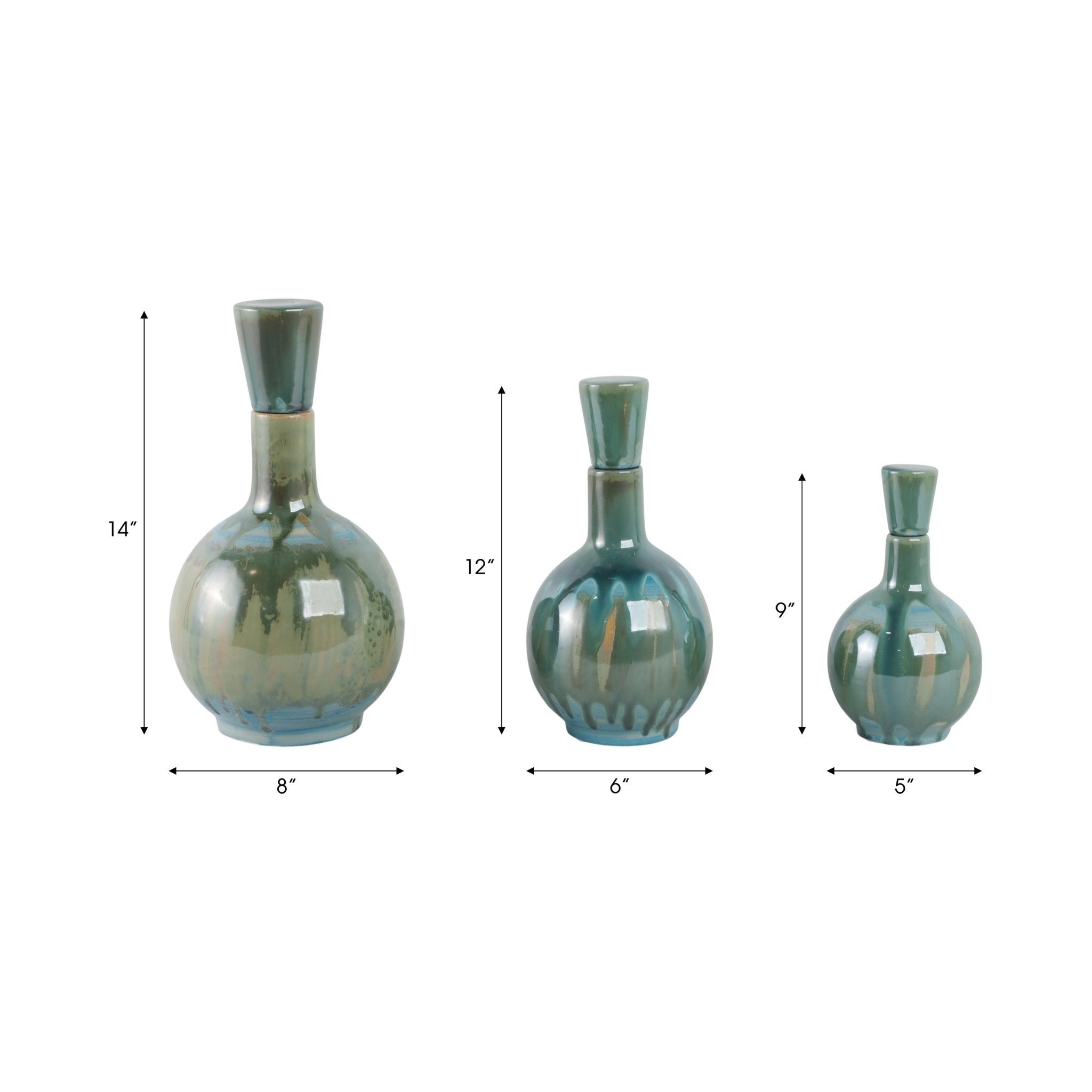 S/3 9/12/14" Keizer/Sherwood Ceramic Bottles Vases and Jars| Sagebrook Home