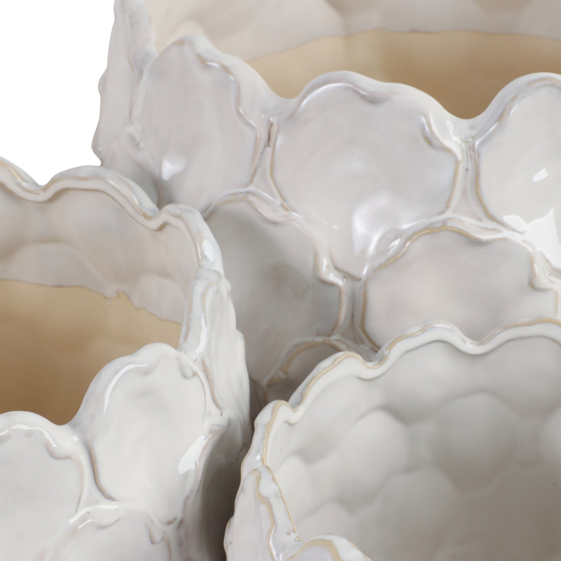 S/3 9/12/15" CLOUDY PETAL PLANTERS, WHITE Planter| Sagebrook Home