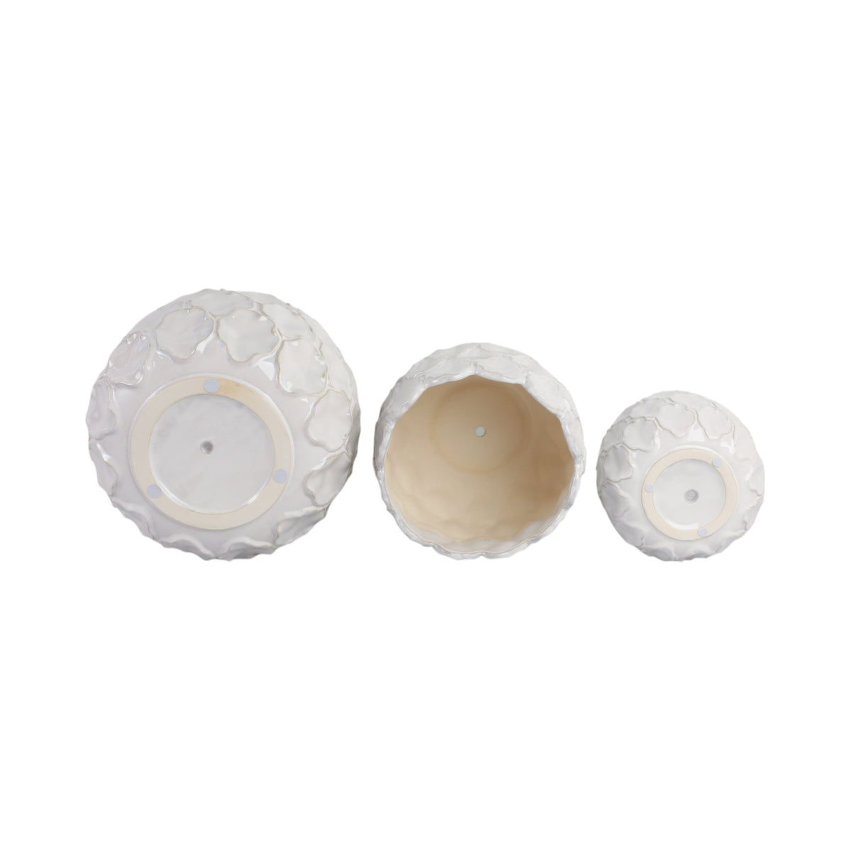 S/3 9/12/15" CLOUDY PETAL PLANTERS, WHITE Planter| Sagebrook Home