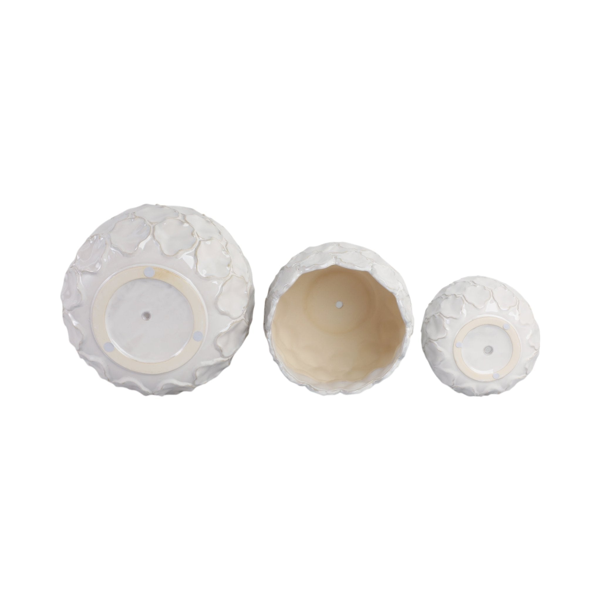 S/3 9/12/15" CLOUDY PETAL PLANTERS, WHITE Planter| Sagebrook Home