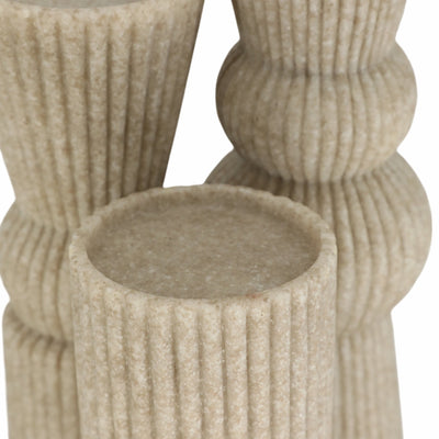 S/3 9/12/15" Flowood Brown Quartz Resin Candlestic - Al Rugaib Furniture