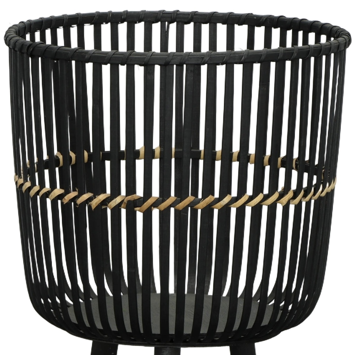 S/3 BAMBOO FOOTED PLANTERS 11/13/15", BLACK Outdoor Planters| Sagebrook Home