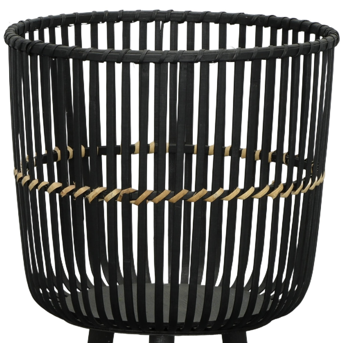 S/3 BAMBOO FOOTED PLANTERS 11/13/15", BLACK Outdoor Planters| Sagebrook Home