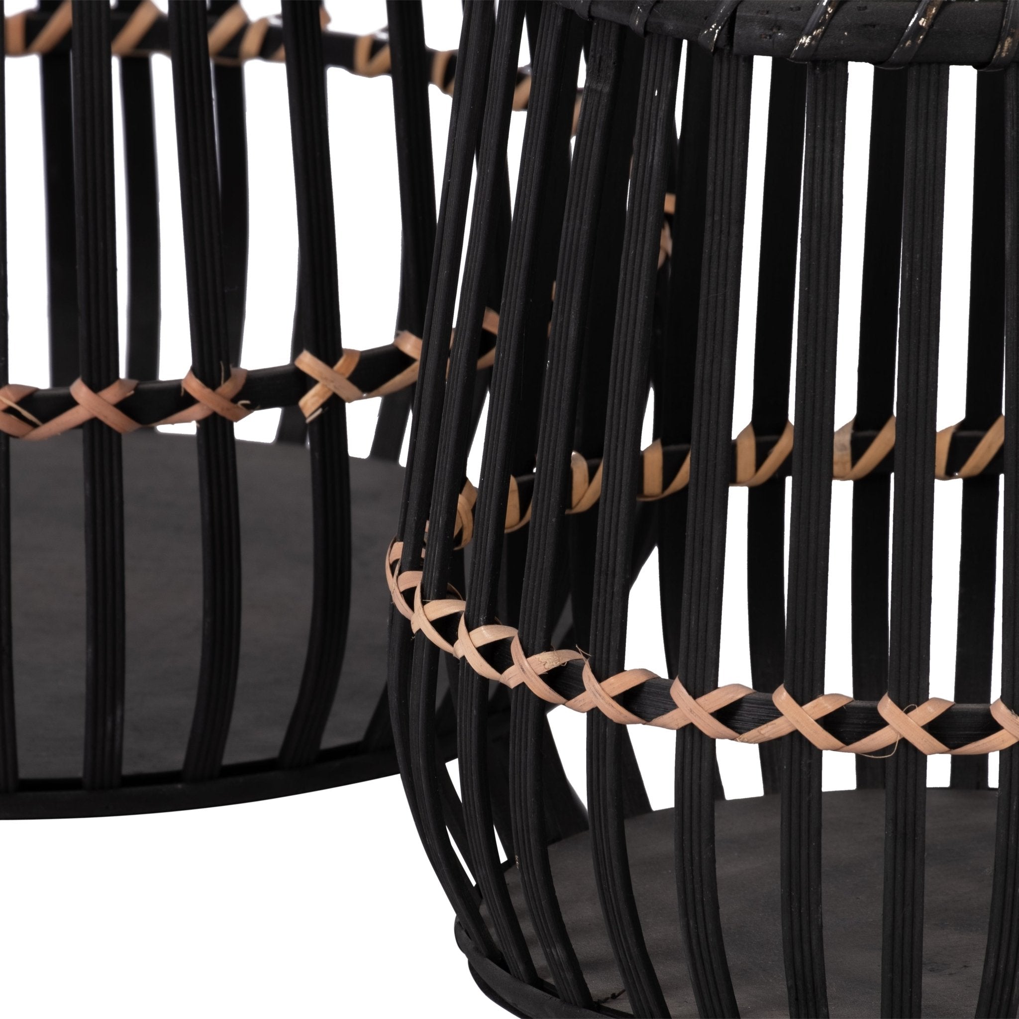 S/3 BAMBOO FOOTED PLANTERS 17/14/10", BLACK Outdoor Planters| Sagebrook Home