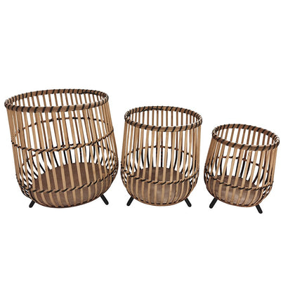 S/3 BAMBOO FOOTED PLANTERS 17/14/10, NATURAL - Al Rugaib Furniture