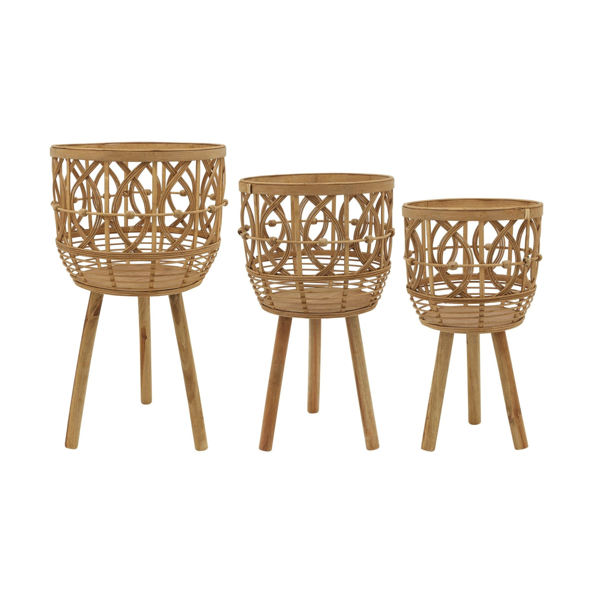 S/3 BAMBOO PLANTERS 11/13/15" NATURAL Outdoor Planters| Sagebrook Home