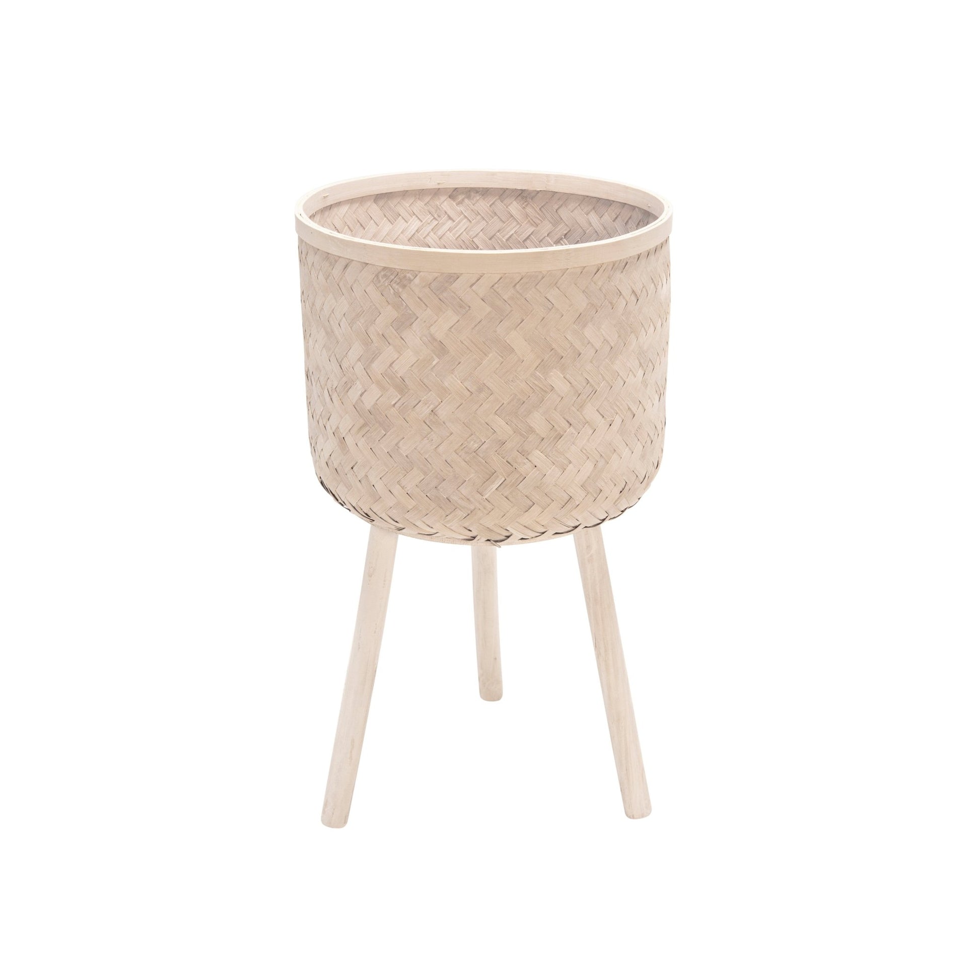 S/3 Bamboo Planters White Wash Outdoor Planters| Sagebrook Home