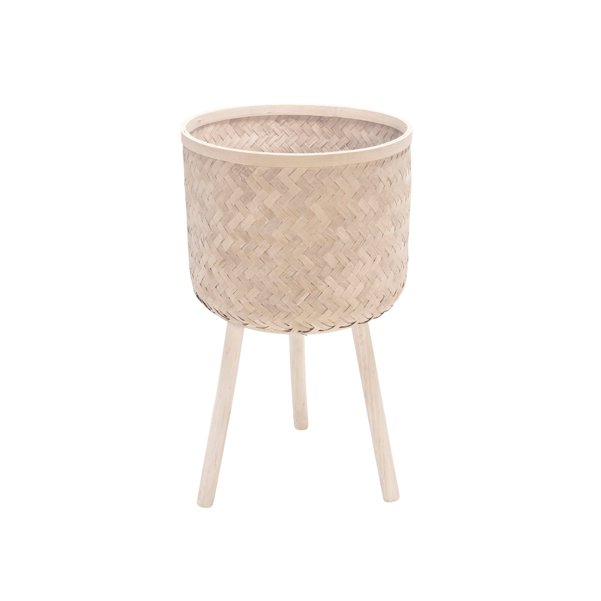 S/3 Bamboo Planters White Wash Outdoor Planters| Sagebrook Home