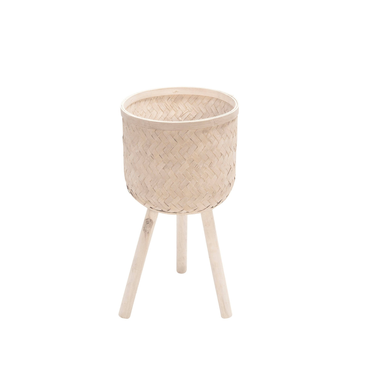 S/3 Bamboo Planters White Wash Outdoor Planters| Sagebrook Home
