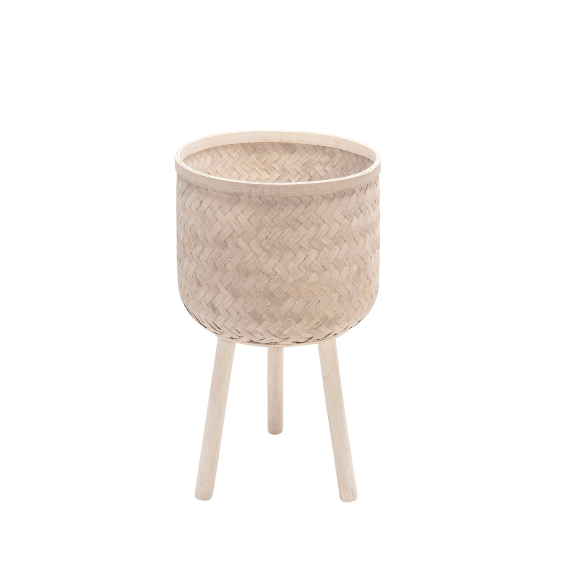S/3 Bamboo Planters White Wash Outdoor Planters| Sagebrook Home