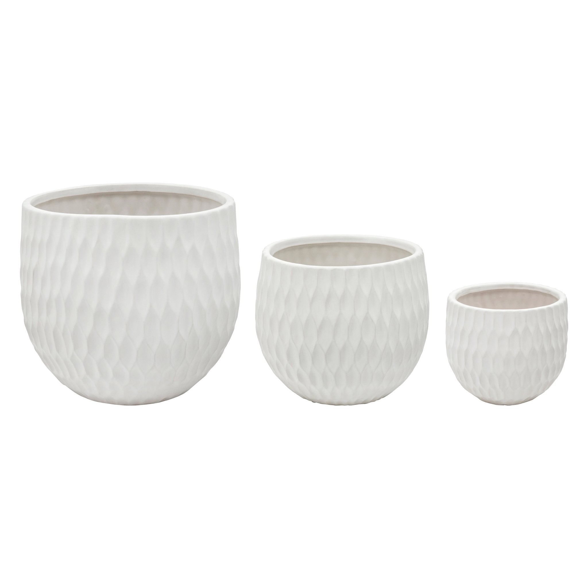 S/3 CERAMIC PLANTERS , MATTEWHITE Outdoor Planters| Sagebrook Home