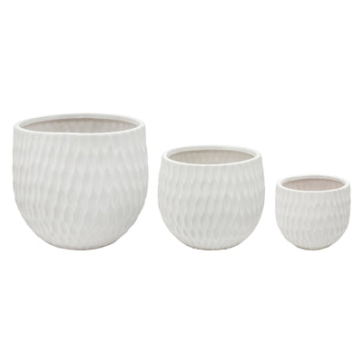 S/3 CERAMIC PLANTERS , MATTEWHITE - Al Rugaib Furniture