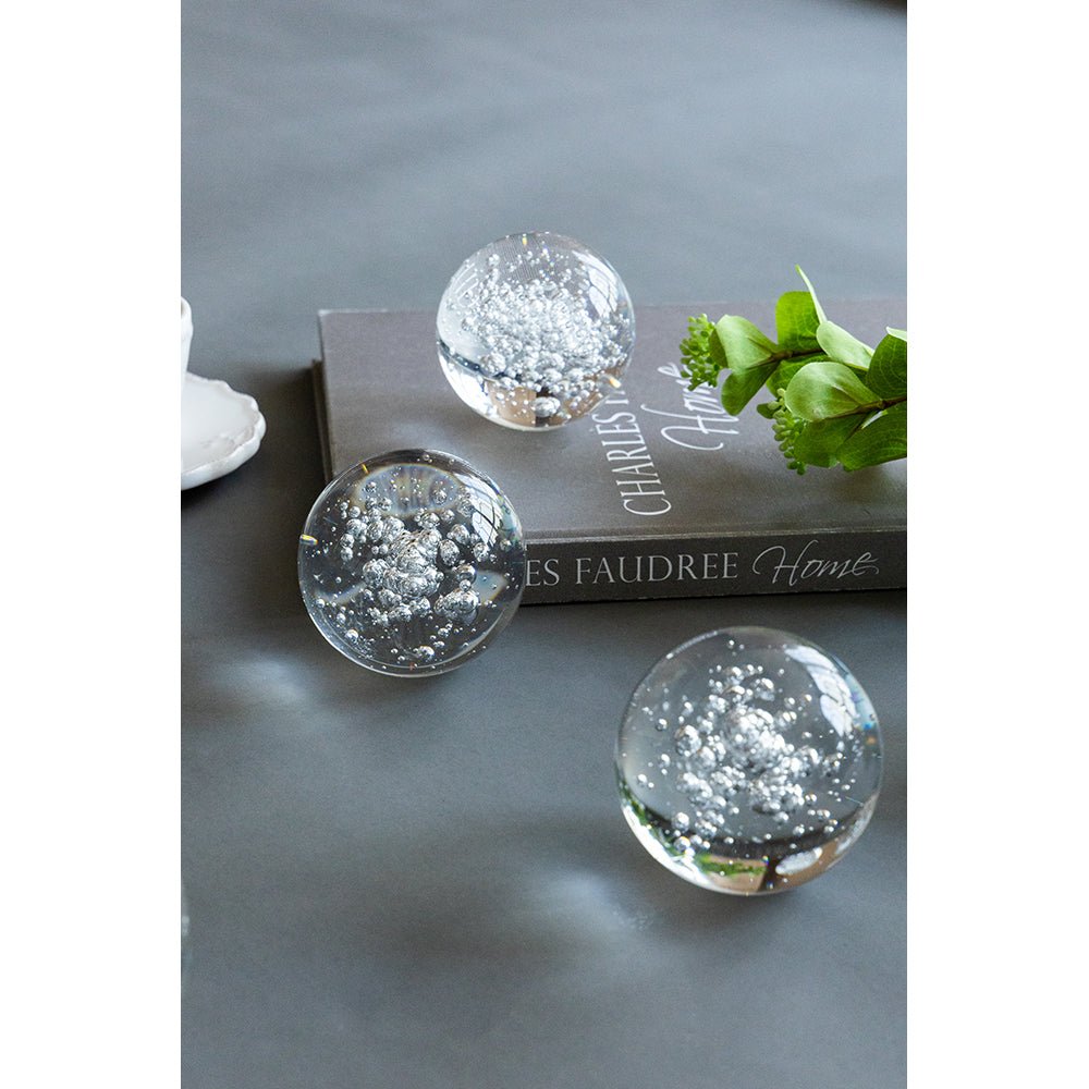S/3 D3x3" Bubble Spheres Table Decors| Roots Furniture