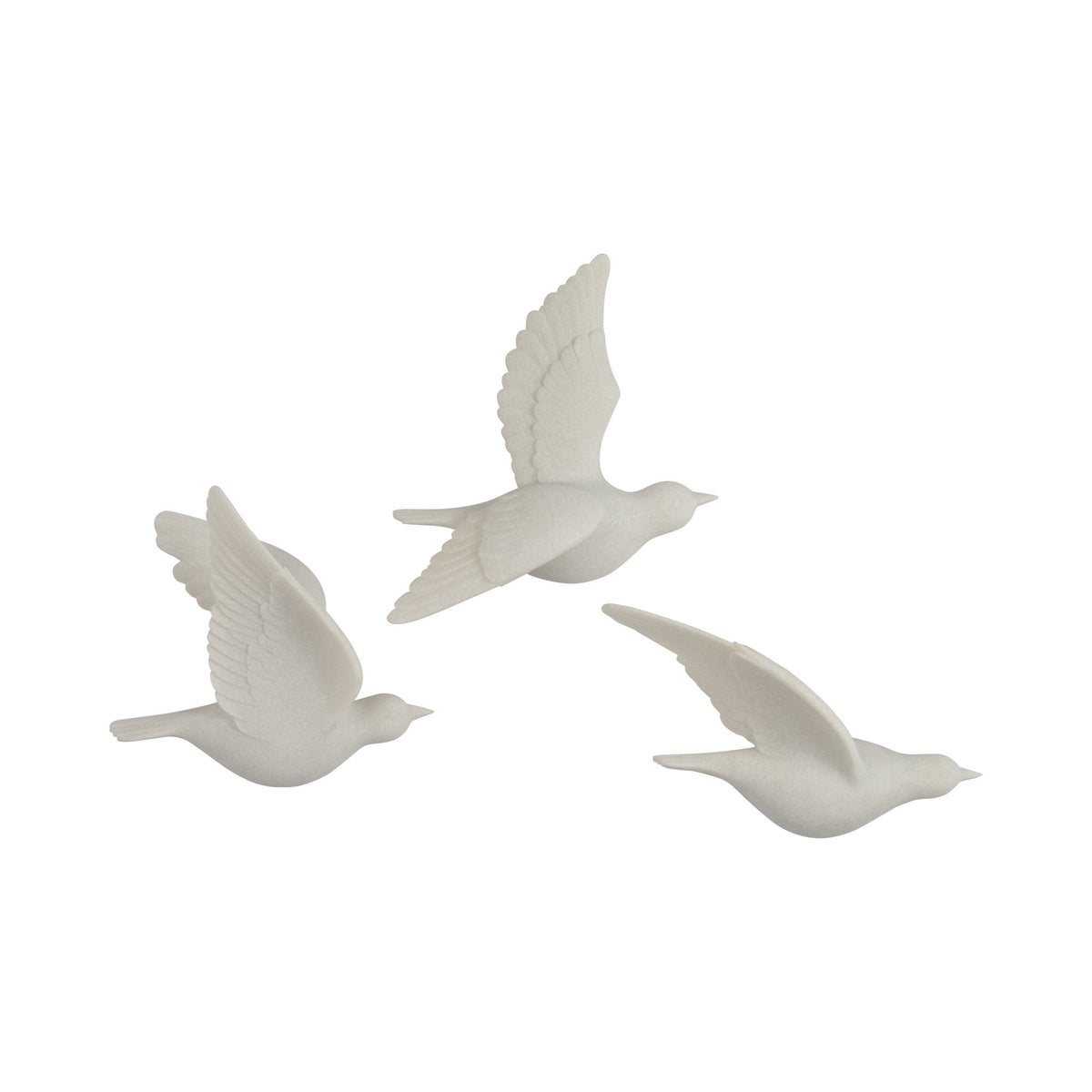 S/3 Horizon Quartz Resin Bird Wall Decor, White Wall Shelf| Sagebrook Home
