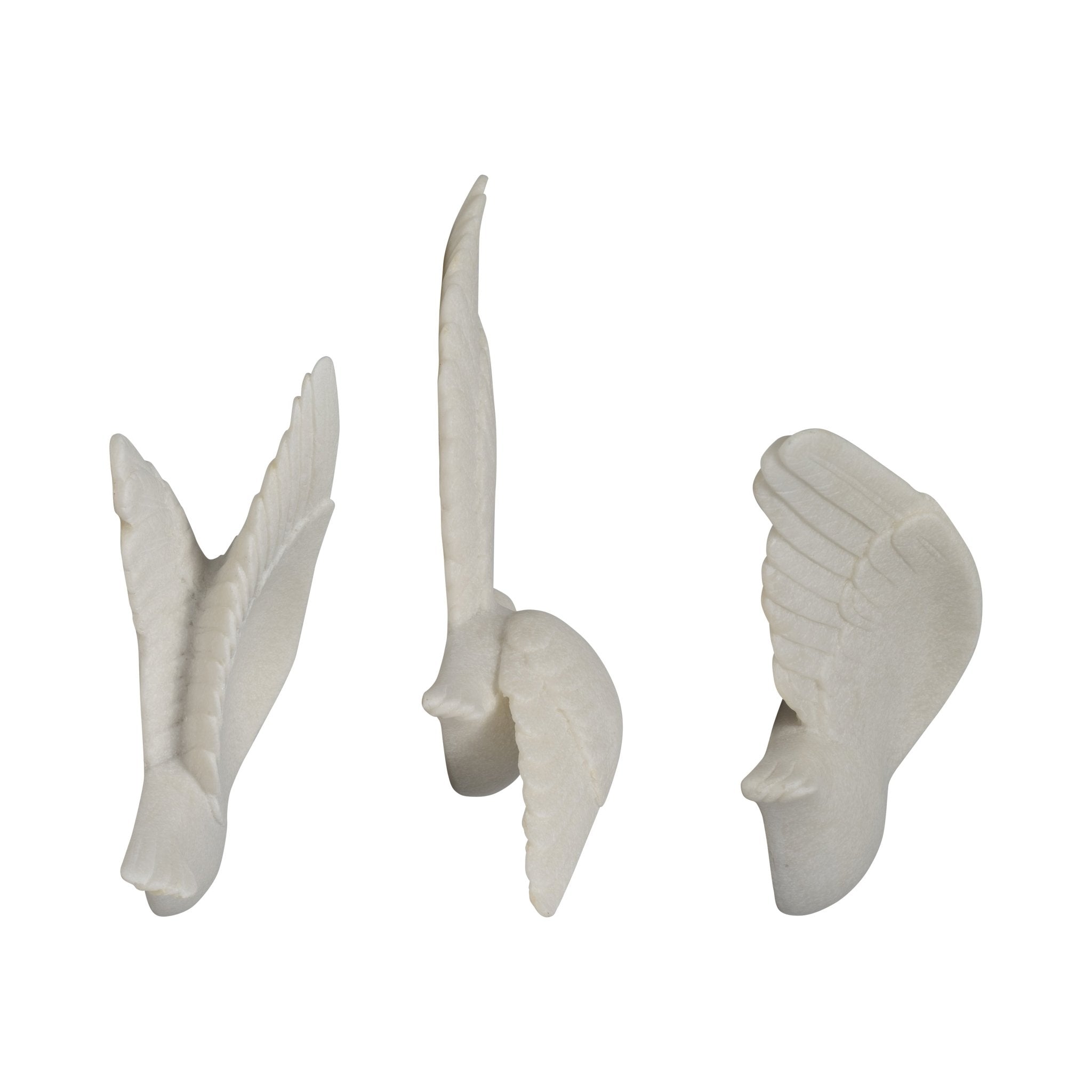 S/3 Horizon Quartz Resin Bird Wall Decor, White Wall Shelf| Sagebrook Home