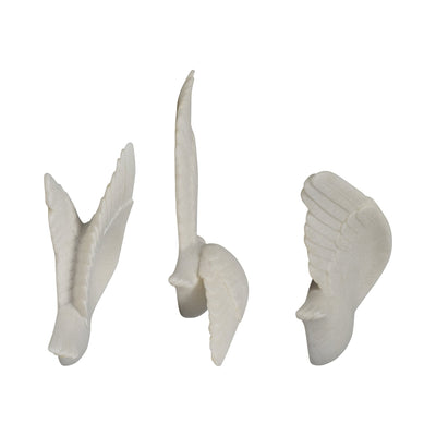 S/3 Horizon Quartz Resin Bird Wall Decor, White - Al Rugaib Furniture