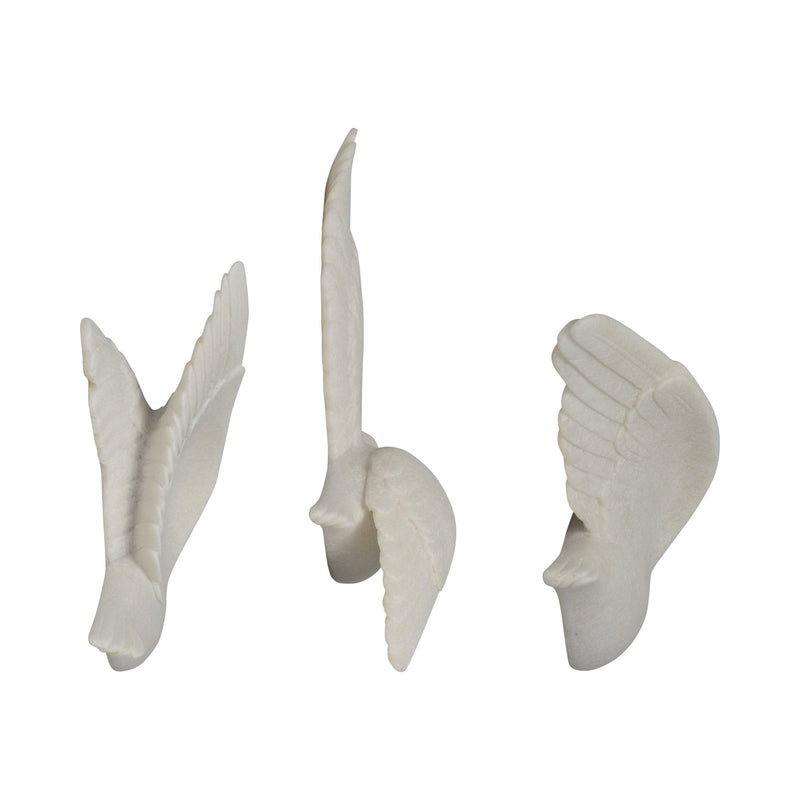 S/3 Horizon Quartz Resin Bird Wall Decor, White - Al Rugaib Furniture