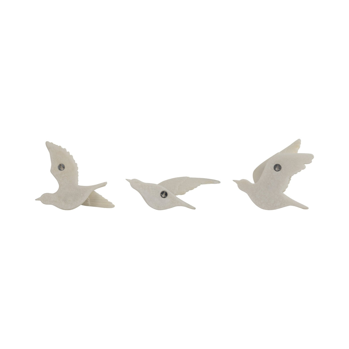S/3 Horizon Quartz Resin Bird Wall Decor, White Wall Shelf| Sagebrook Home