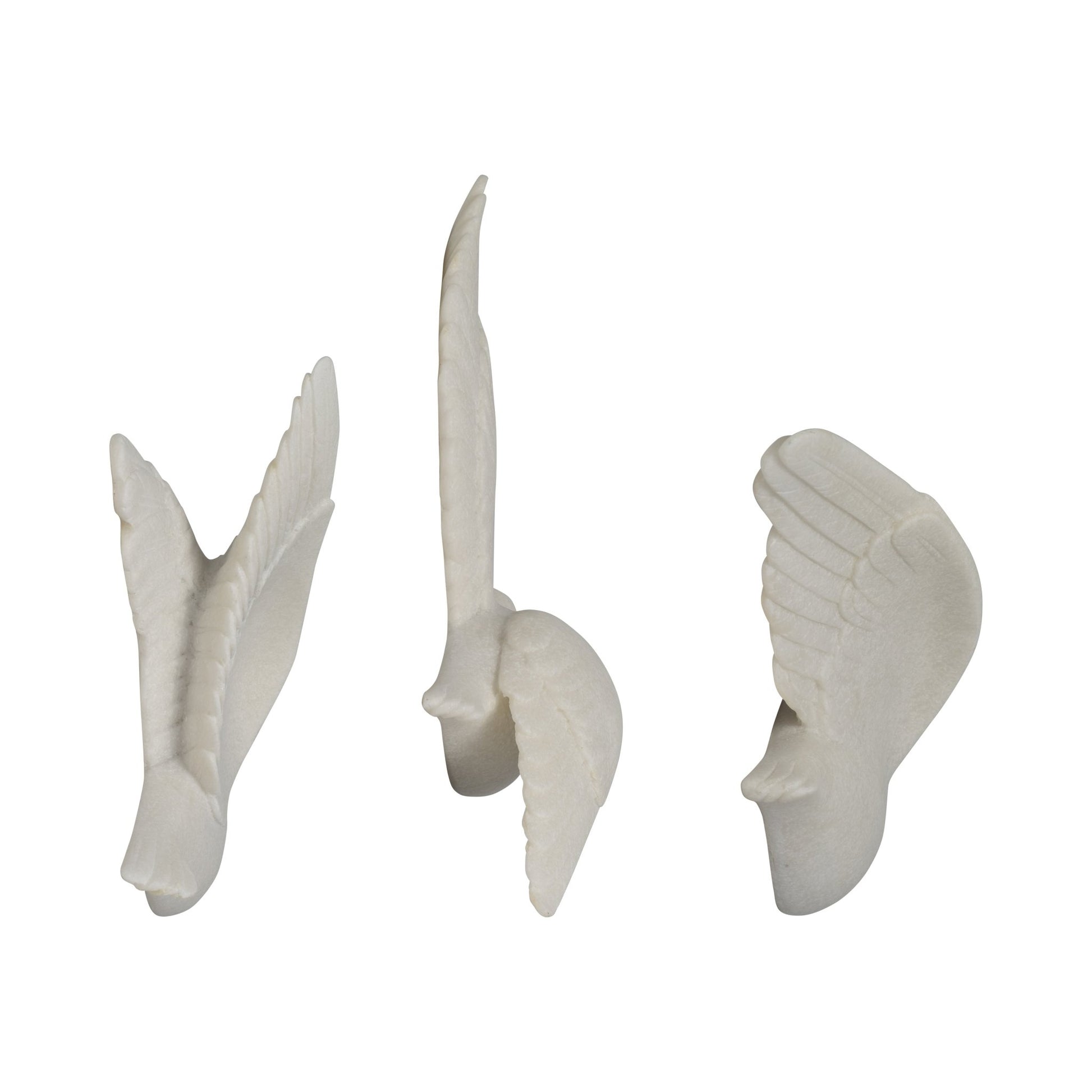 S/3 Horizon Quartz Resin Bird Wall Decor, White Wall Shelf| Sagebrook Home