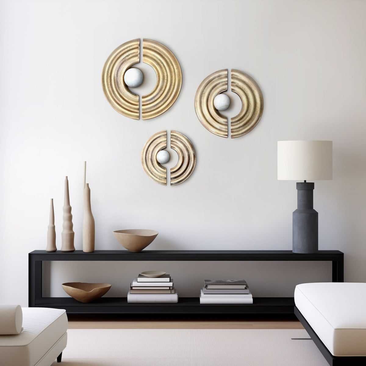 S/3 Leza 12/15/18" Gold Ring Wall Decor Wall Shelf| Sagebrook Home