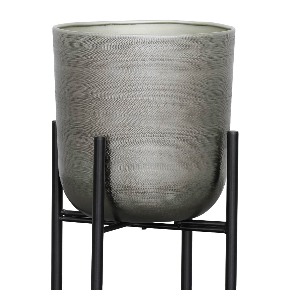 S/3 METAL PLANTERS ON STAND 40/30/20"H, SILVER Outdoor Planters| Sagebrook Home