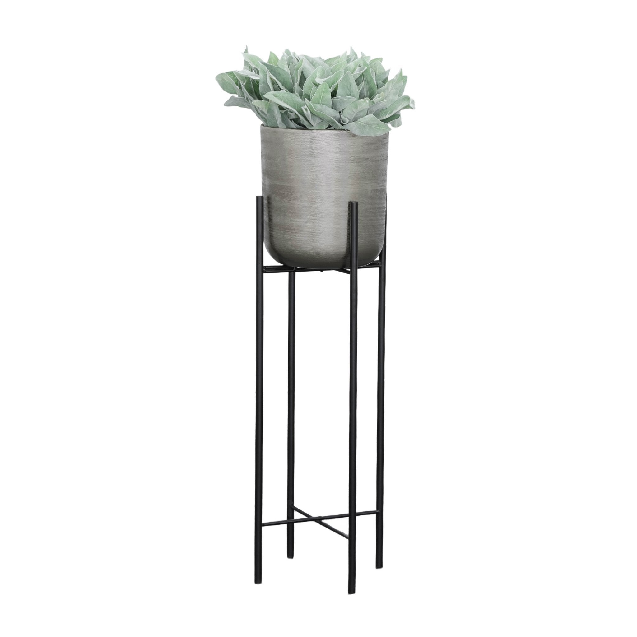 S/3 METAL PLANTERS ON STAND 40/30/20"H, SILVER Outdoor Planters| Sagebrook Home