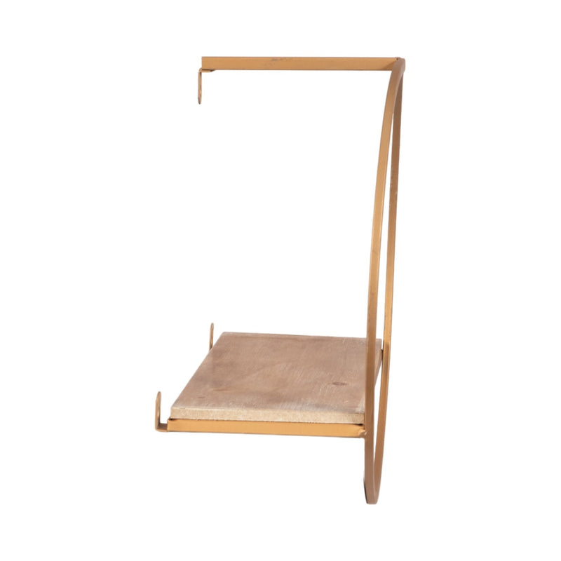 S/3 METAL & WOOD WALL SHELVES,BRONZE - Al Rugaib Furniture