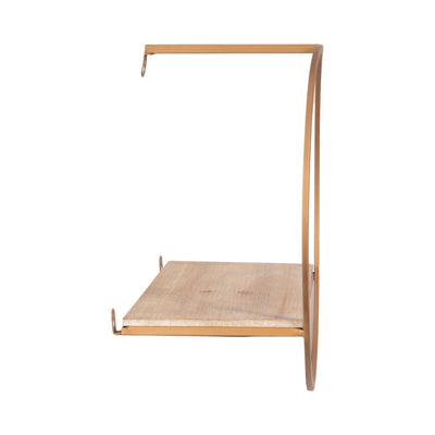 S/3 METAL & WOOD WALL SHELVES,BRONZE - Al Rugaib Furniture