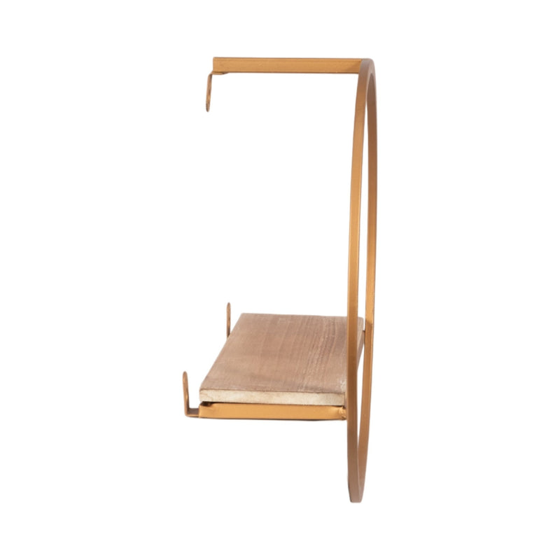 S/3 METAL & WOOD WALL SHELVES,BRONZE - Al Rugaib Furniture