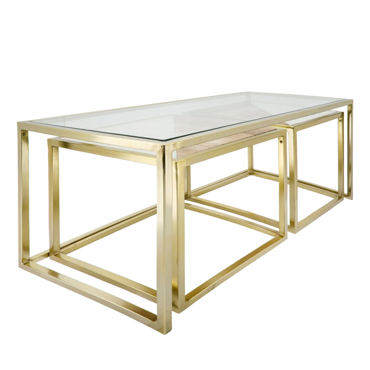 S/3 NESTING COFFEE TABLE, GOLD Coffee Tables| Sagebrook Home