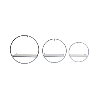 S/3 WOOD/METAL WALL SHELVES, WHITE/SILVER - Al Rugaib Furniture