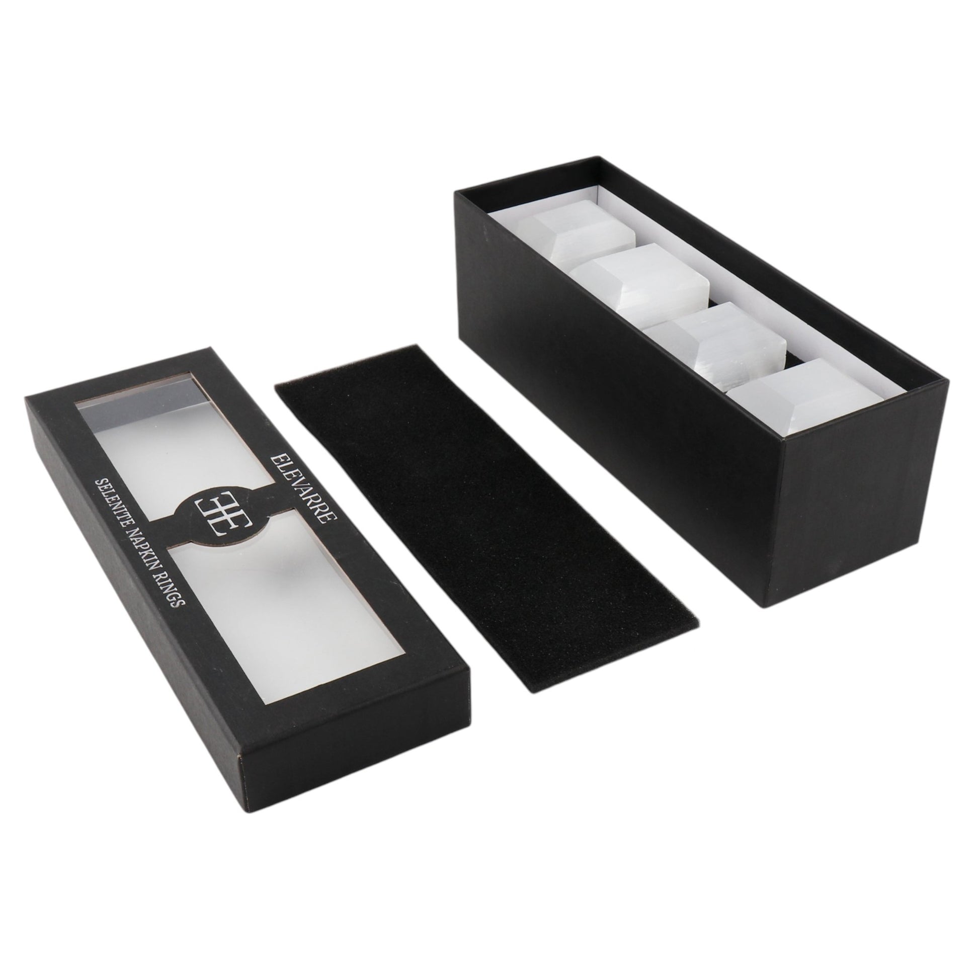 S/4 10" SENISE SELENITE/CRYSTAL NAPKIN RINGS, WHT Table Decors| Sagebrook Home