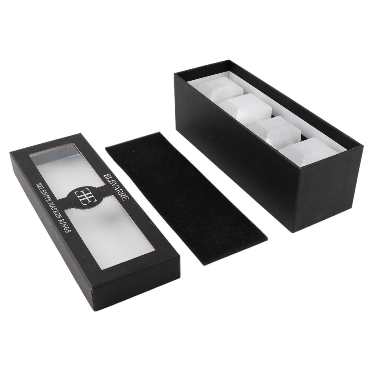 S/4 10" SENISE SELENITE/CRYSTAL NAPKIN RINGS, WHT Table Decors| Sagebrook Home