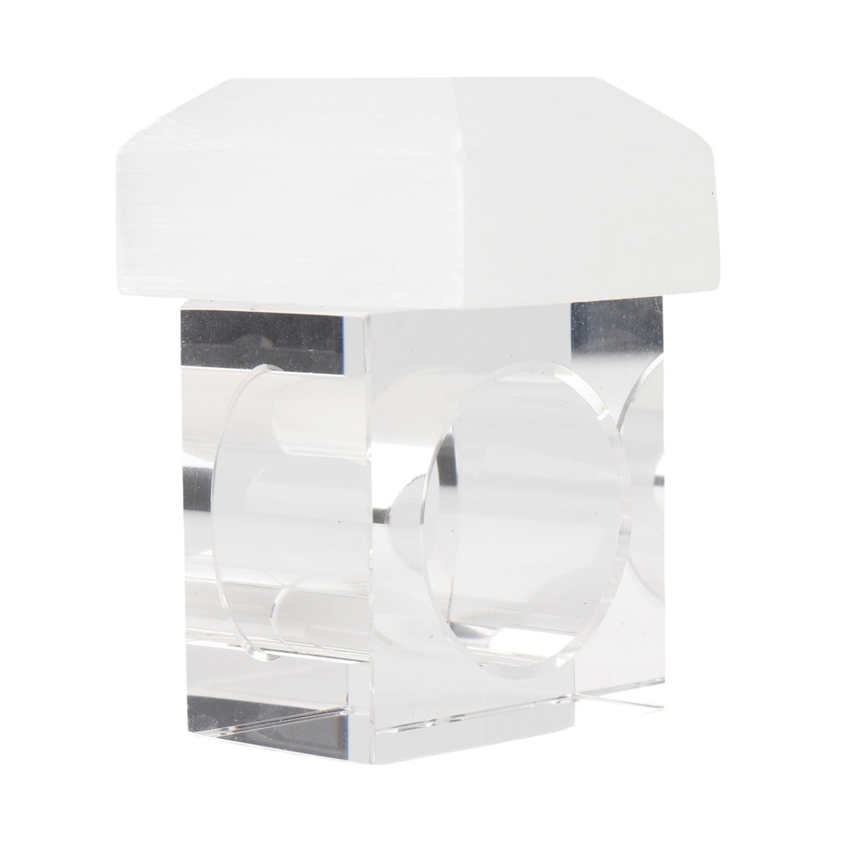 S/4 10" SENISE SELENITE/CRYSTAL NAPKIN RINGS, WHT Table Decors| Sagebrook Home