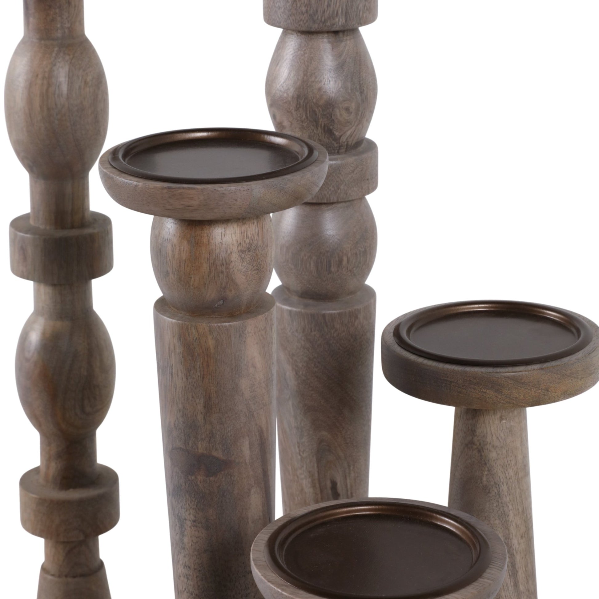 S/5 10/12/16/18/22" Cumberland Wood Candle Sticks Candle Holders| Sagebrook Home