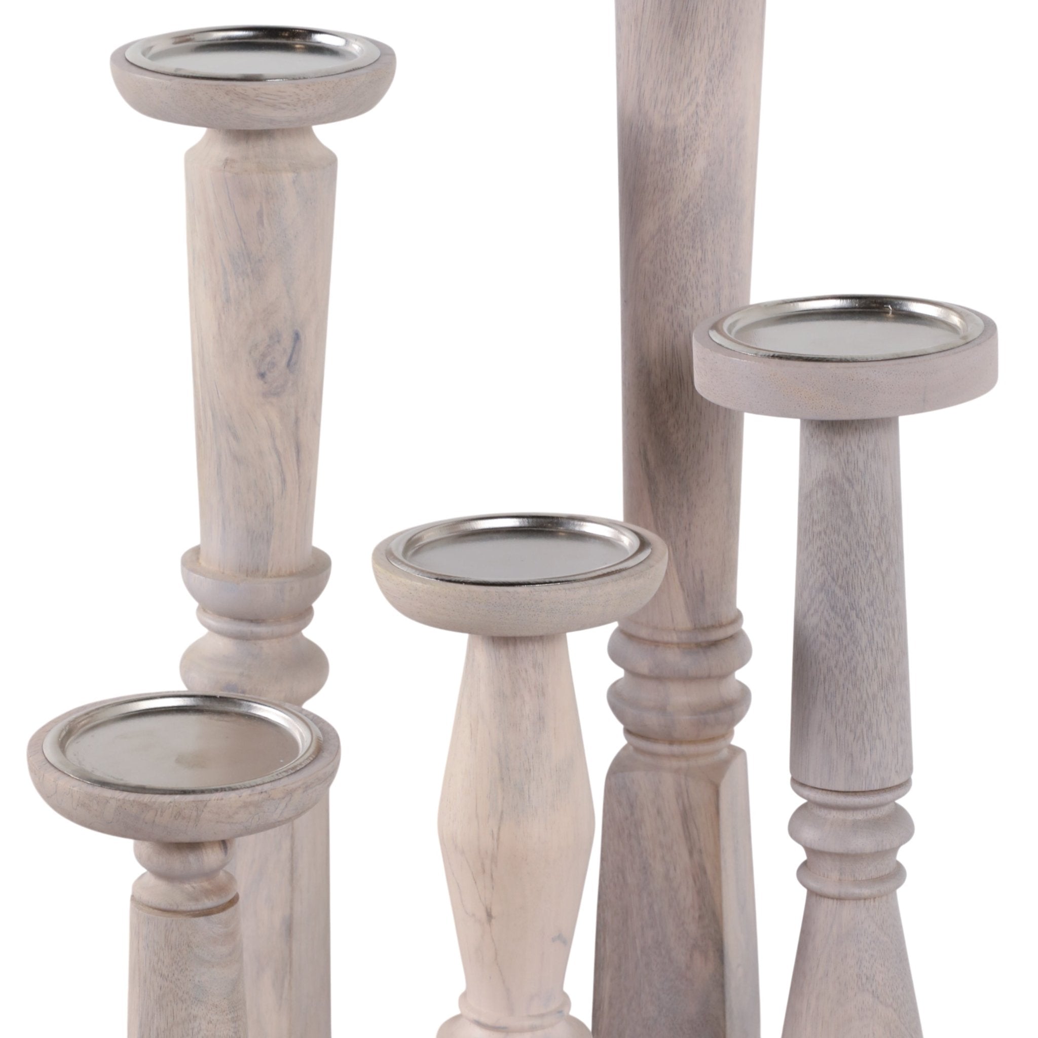 S/5 10/12/16/18/22" Cumberland Wood Candle Sticks Candle Holders| Sagebrook Home