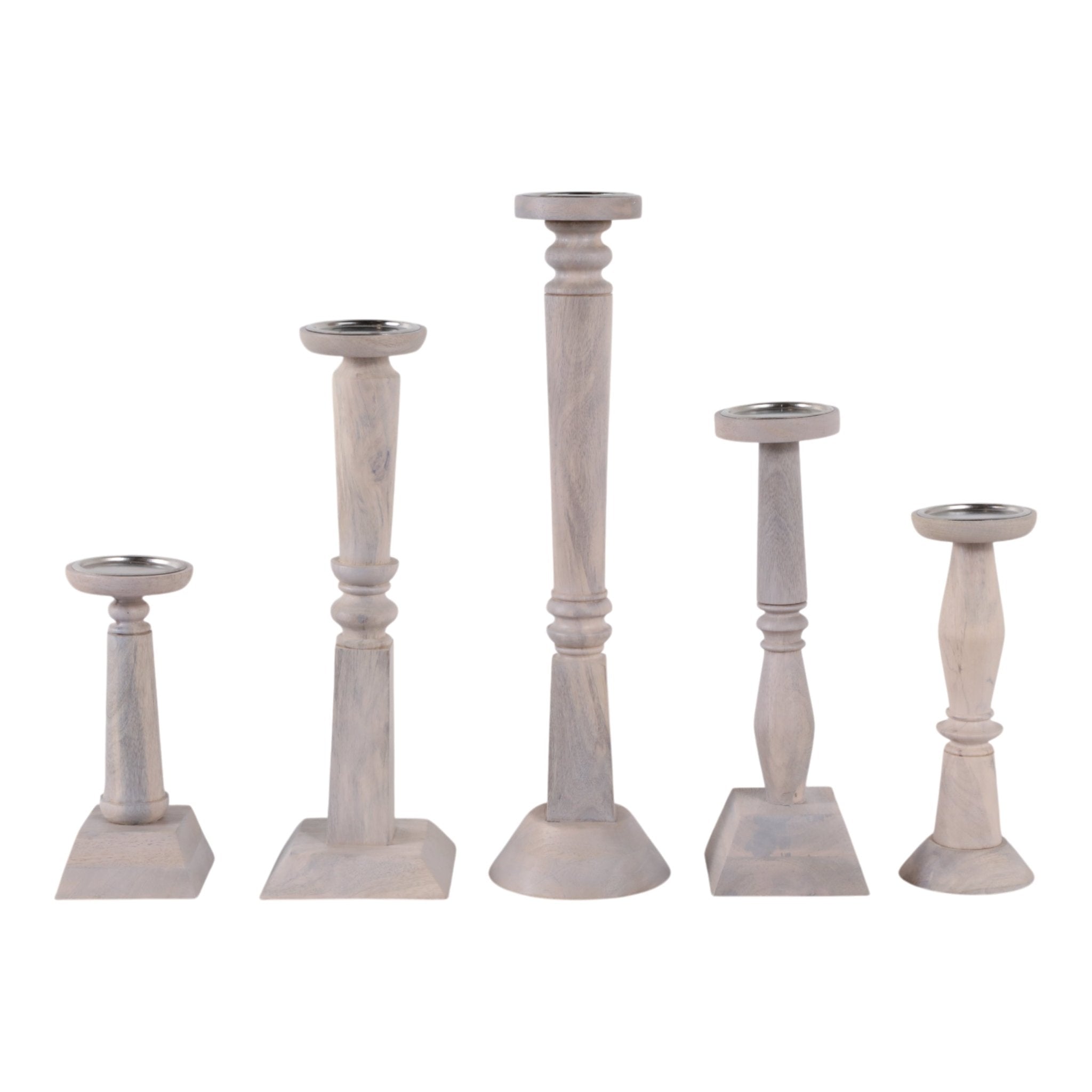 S/5 10/12/16/18/22" Cumberland Wood Candle Sticks Candle Holders| Sagebrook Home