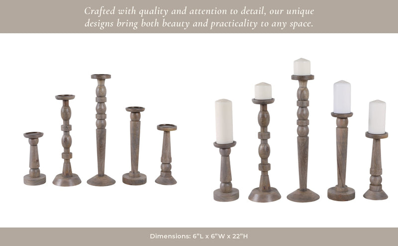 S/5 10/12/16/18/22" Candle Sticks - Al Rugaib Furniture