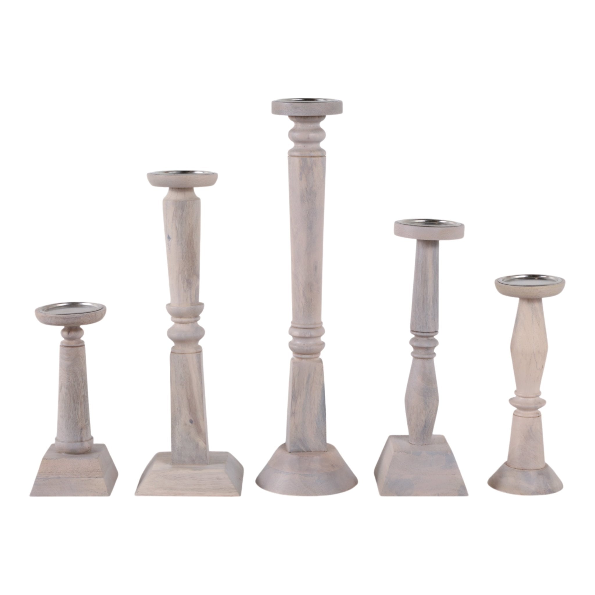 S/5 10/12/16/18/22" Cumberland Wood Candle Sticks Candle Holders| Sagebrook Home