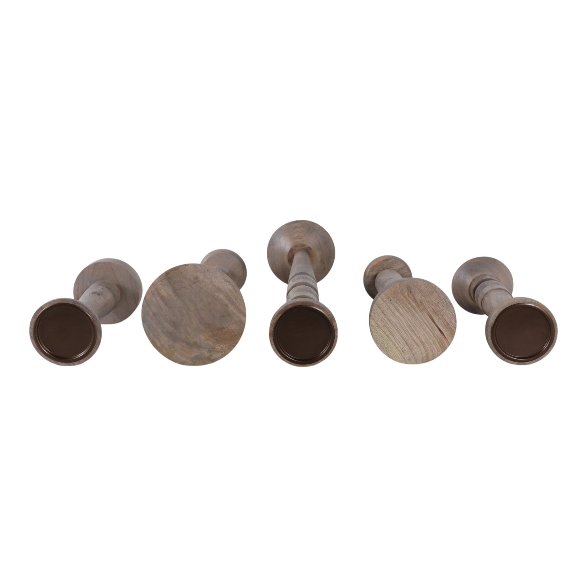 S/5 10/12/16/18/22" Cumberland Wood Candle Sticks Candle Holders| Sagebrook Home