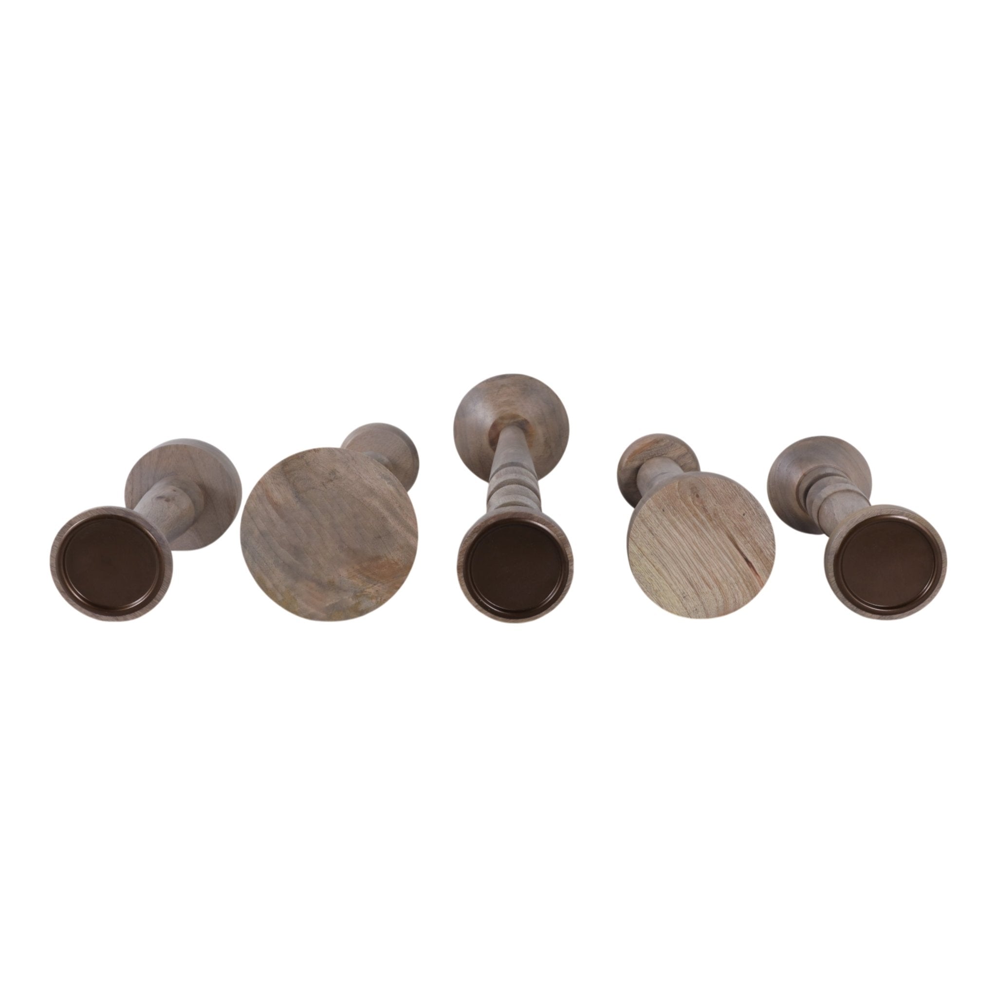 S/5 10/12/16/18/22" Cumberland Wood Candle Sticks Candle Holders| Sagebrook Home