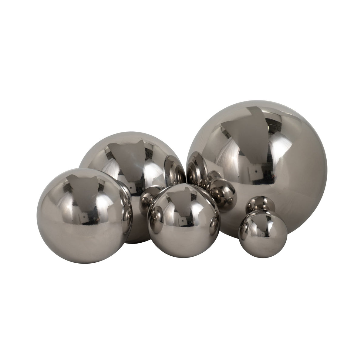 S/5 2/3/4/5/6" ADAGIO STEEL SPHERES DECO BALLS, Table Decors| Sagebrook Home