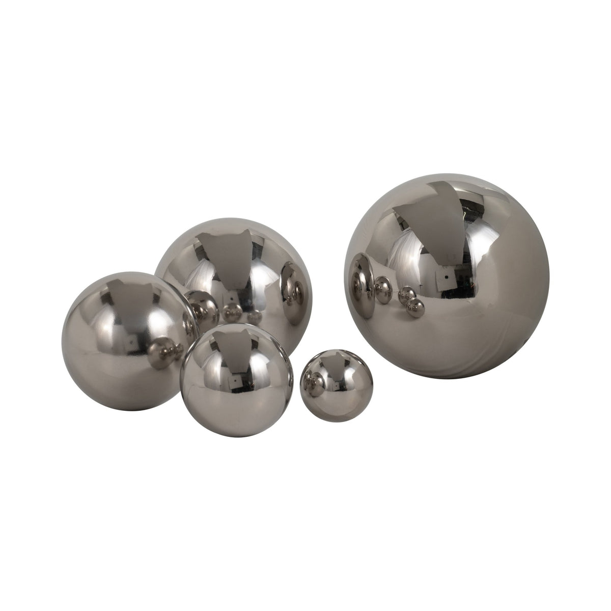 S/5 2/3/4/5/6" ADAGIO STEEL SPHERES DECO BALLS, Table Decors| Sagebrook Home