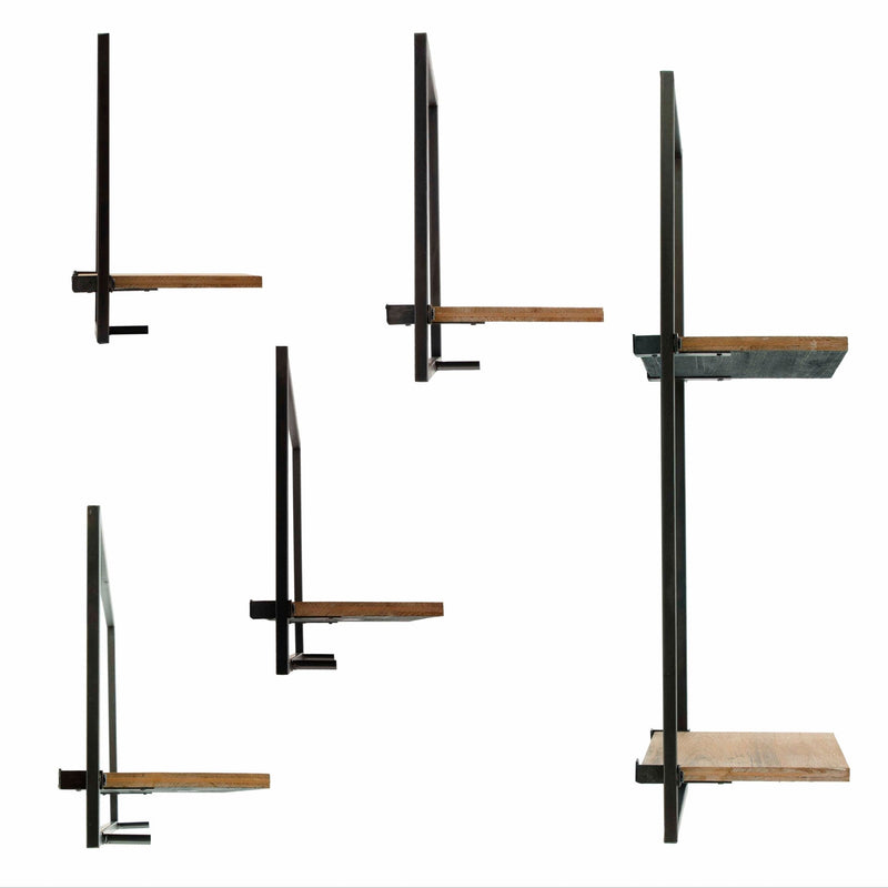 S/5 WOOD/METAL WALL SHELVES - Al Rugaib Furniture