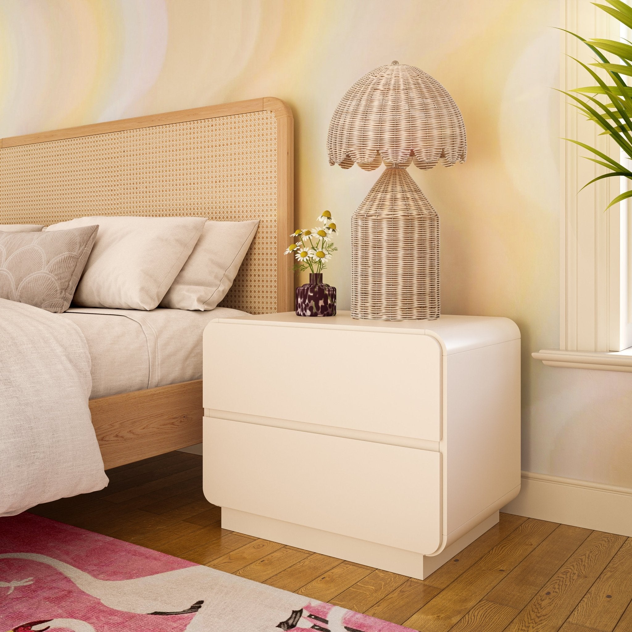 Sagura Cream Nightstand Nightstands| TOV