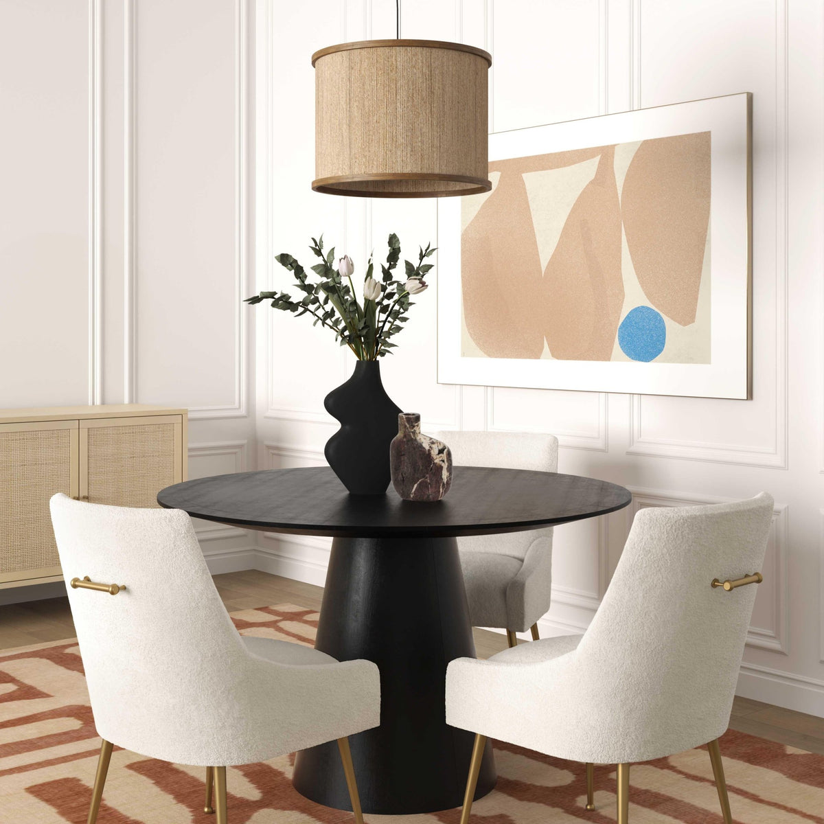 Sahara Black Oak Round Dining Table Dining Tables| TOV