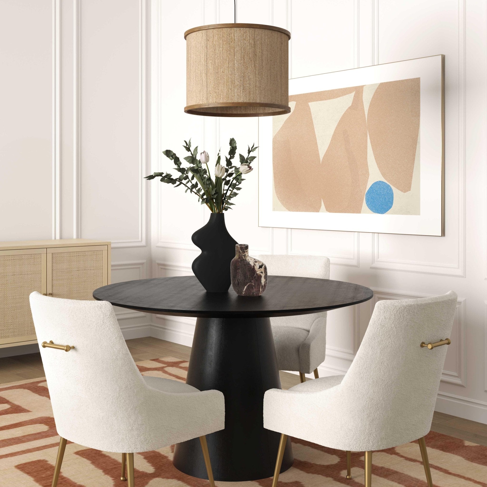 Sahara Black Oak Round Dining Table Dining Tables| TOV